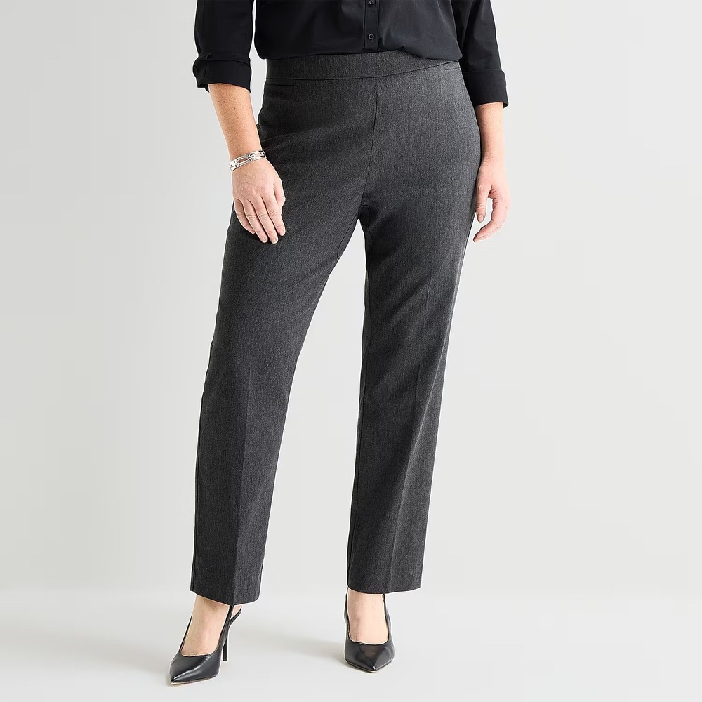 MSRP $58 Liz Claiborne Lisa Womens 18W Short Charcoal Heather Pull-On Pants
